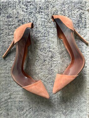 Gianvito Rossi Beige/Transparent Suede and PVC Plexi Pumps